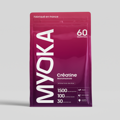 Sachet Myoka de gummies créatine fruits des bois – 60 gummies dosés à 1500 mg, fabriqué en France